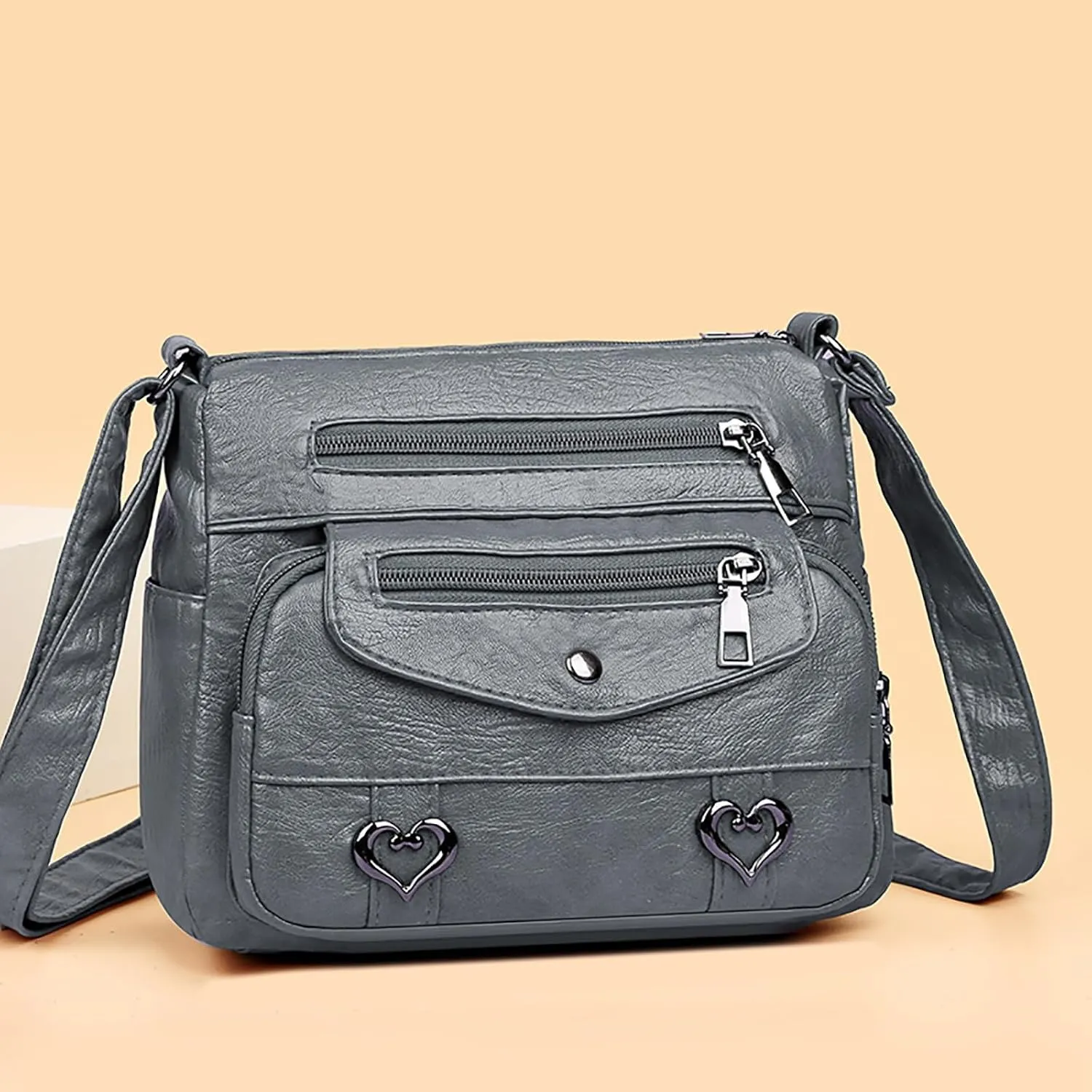 Puffy Crossbody Bags for Women Cute Hobo Tote Handbags Mini Clutch Purses with Zipper Closure Fashion Beach Bag(Grey)