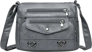 Puffy Crossbody Bags for Women Cute Hobo Tote Handbags Mini Clutch Purses with Zipper Closure Fashion Beach Bag(Grey)