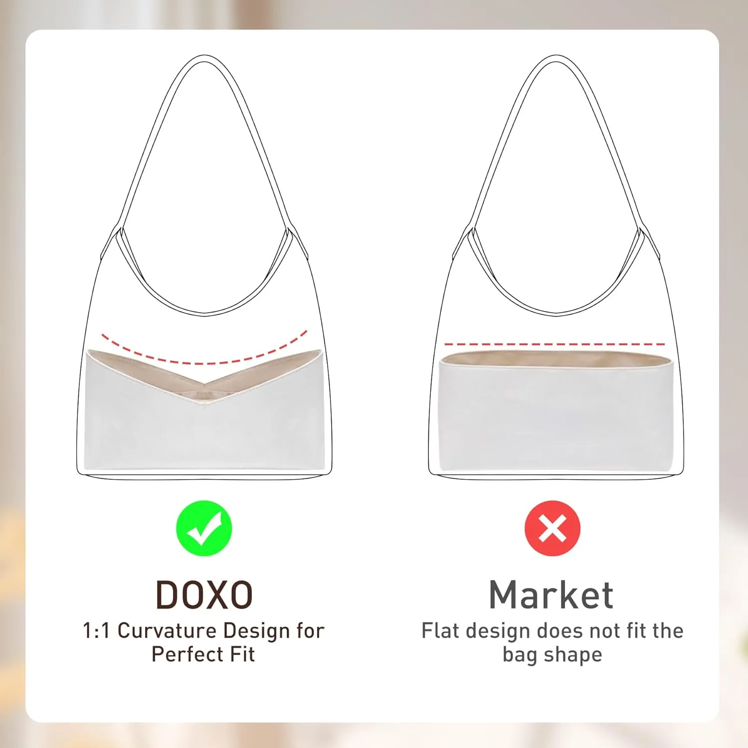 Purse Organizer Insert Compatible with Goyard Bag Organizer for Hobo Bag,Upgraded Lightweight Dupontpaper Boheme Hobo Tote Handbag Organizer with Zipper(White)