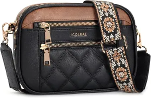Quilted Crossbody Bags For Women With Wide Strap Vegan Leather Designer Shoulder Handbags Small Purse
