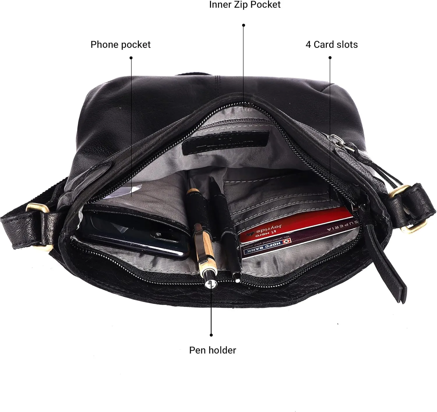 Real Leather Soft Small Womens Crossbody Handbags & Purses - Premium Sling Crossover Shoulder Bag