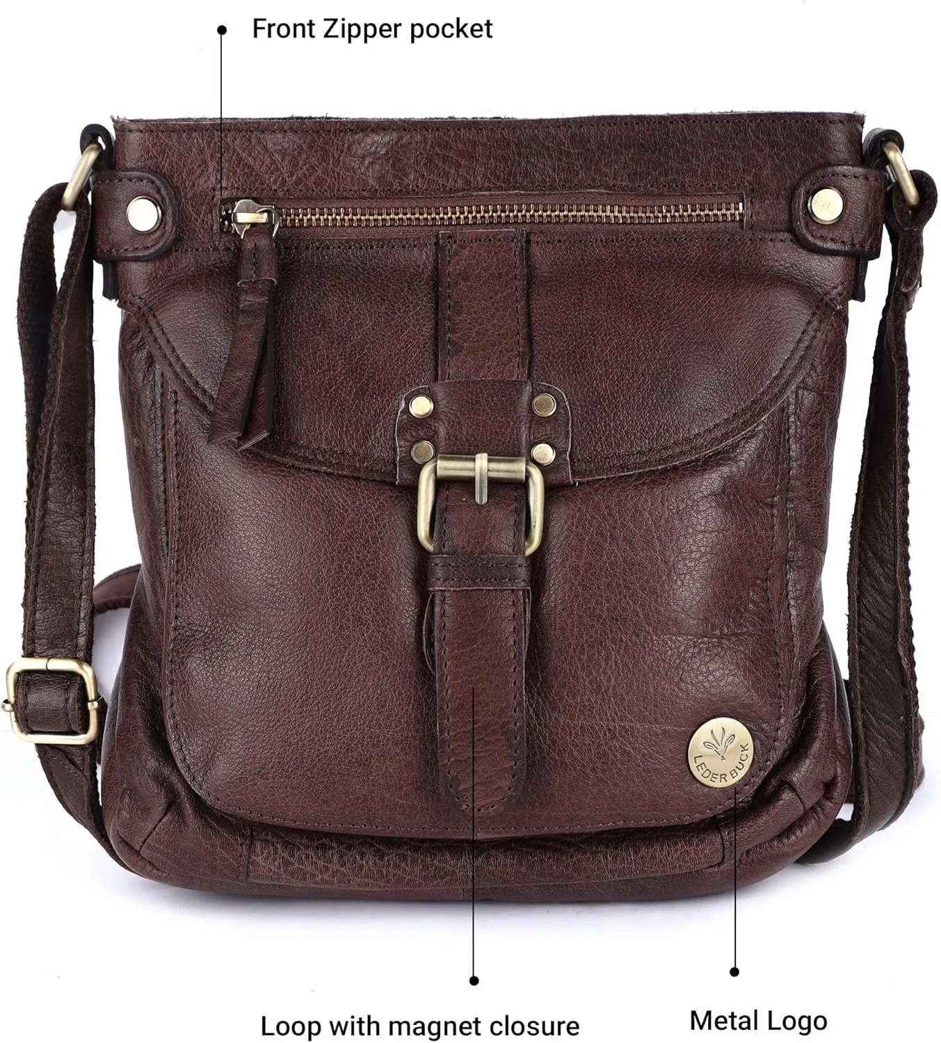 Real Leather Soft Small Womens Crossbody Handbags & Purses - Premium Sling Crossover Shoulder Bag