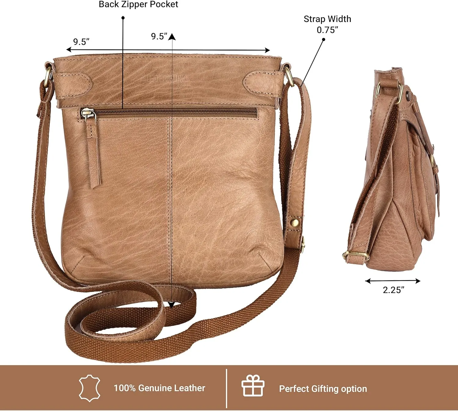Real Leather Soft Small Womens Crossbody Handbags & Purses - Premium Sling Crossover Shoulder Bag