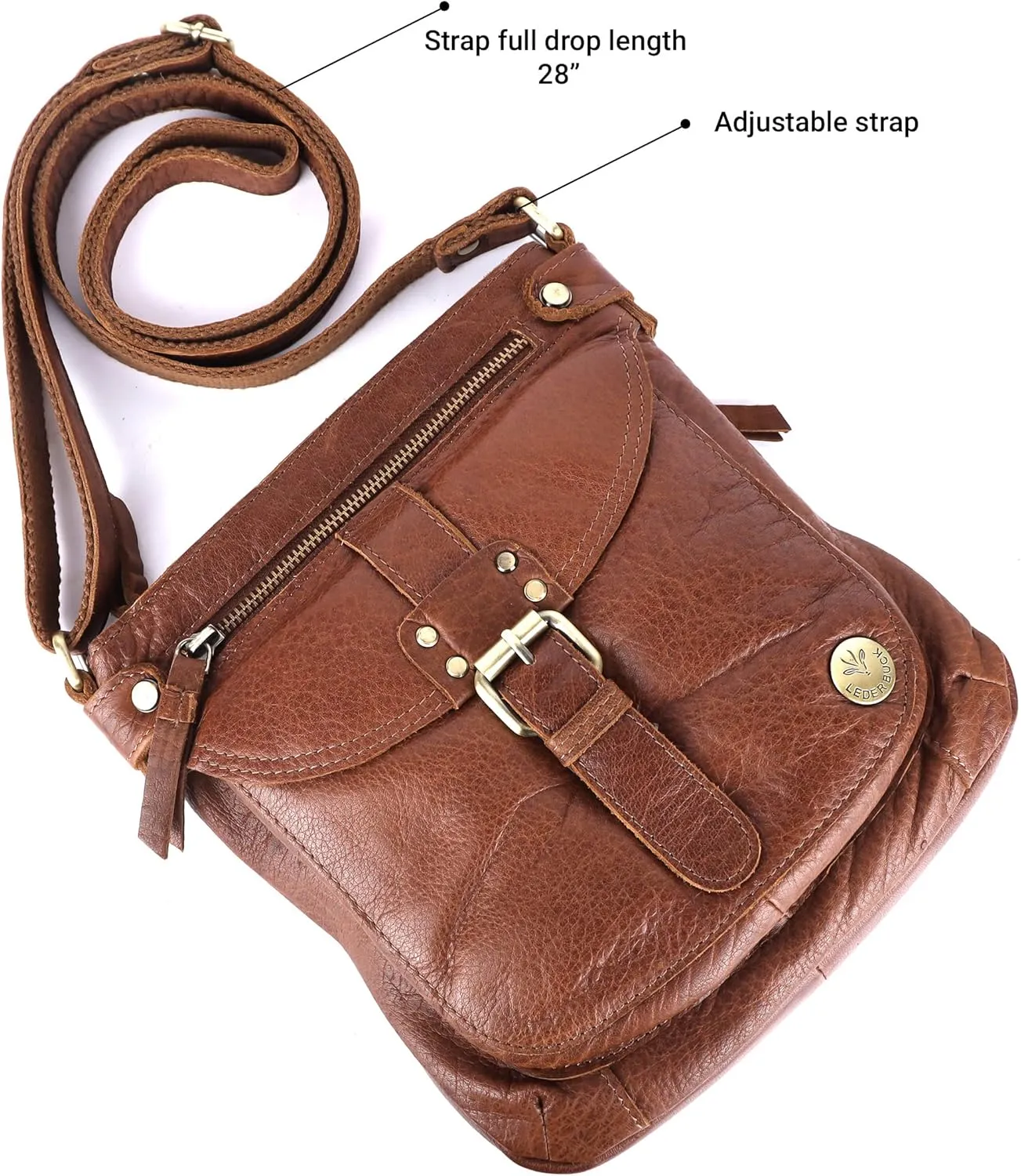 Real Leather Soft Small Womens Crossbody Handbags & Purses - Premium Sling Crossover Shoulder Bag