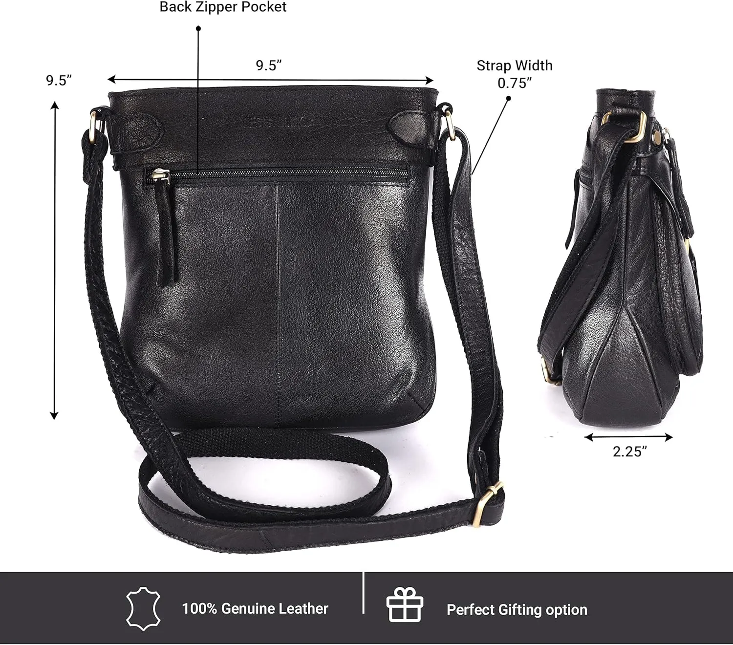 Real Leather Soft Small Womens Crossbody Handbags & Purses - Premium Sling Crossover Shoulder Bag