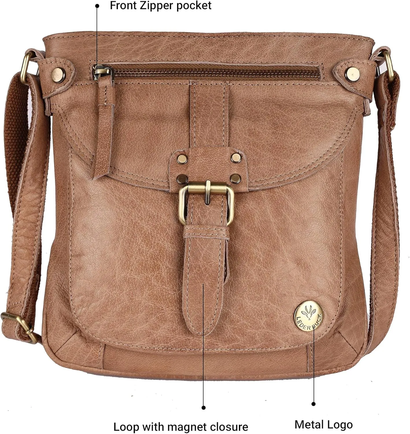 Real Leather Soft Small Womens Crossbody Handbags & Purses - Premium Sling Crossover Shoulder Bag