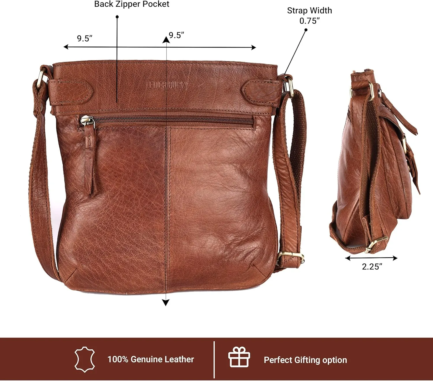 Real Leather Soft Small Womens Crossbody Handbags & Purses - Premium Sling Crossover Shoulder Bag