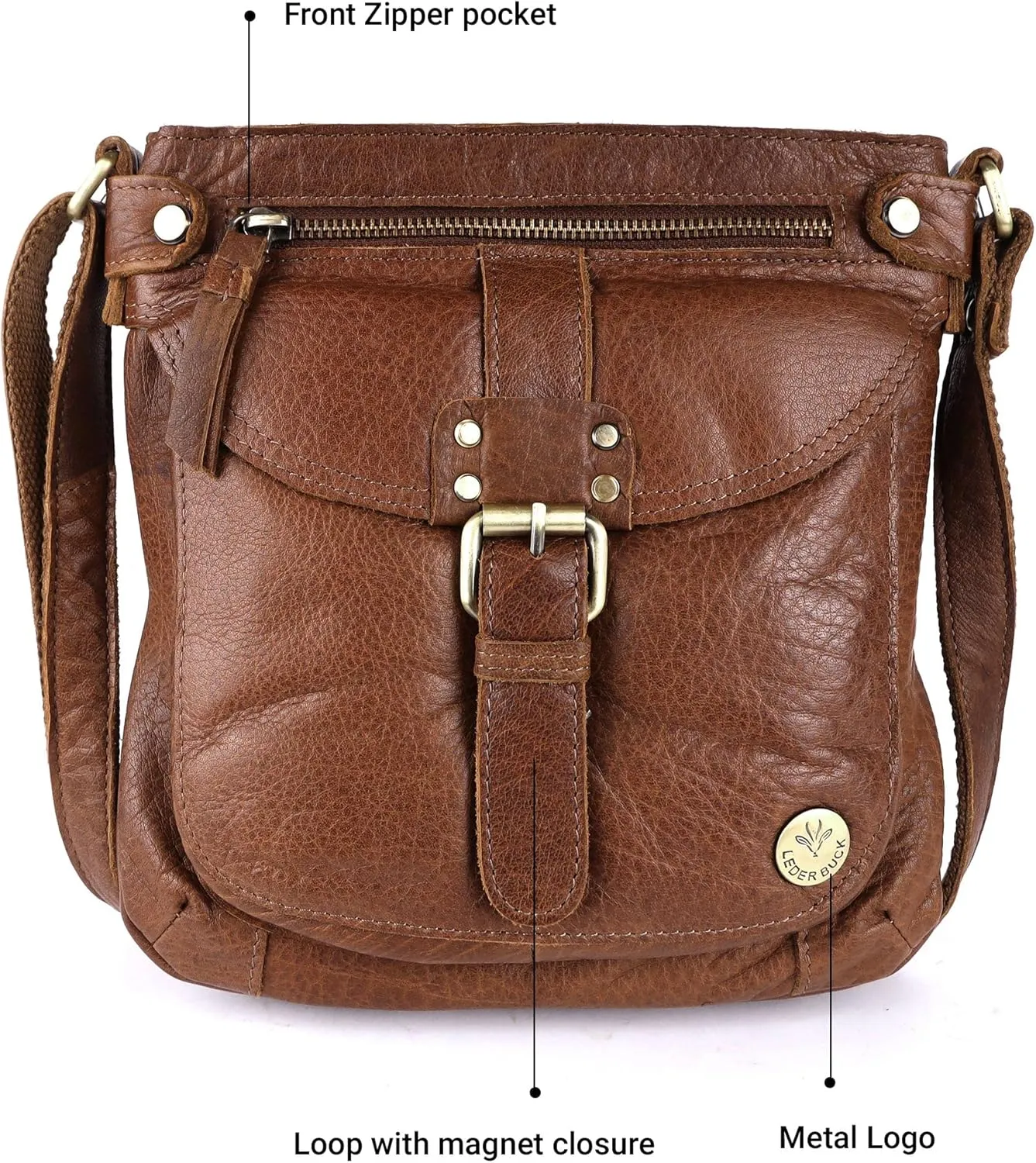 Real Leather Soft Small Womens Crossbody Handbags & Purses - Premium Sling Crossover Shoulder Bag