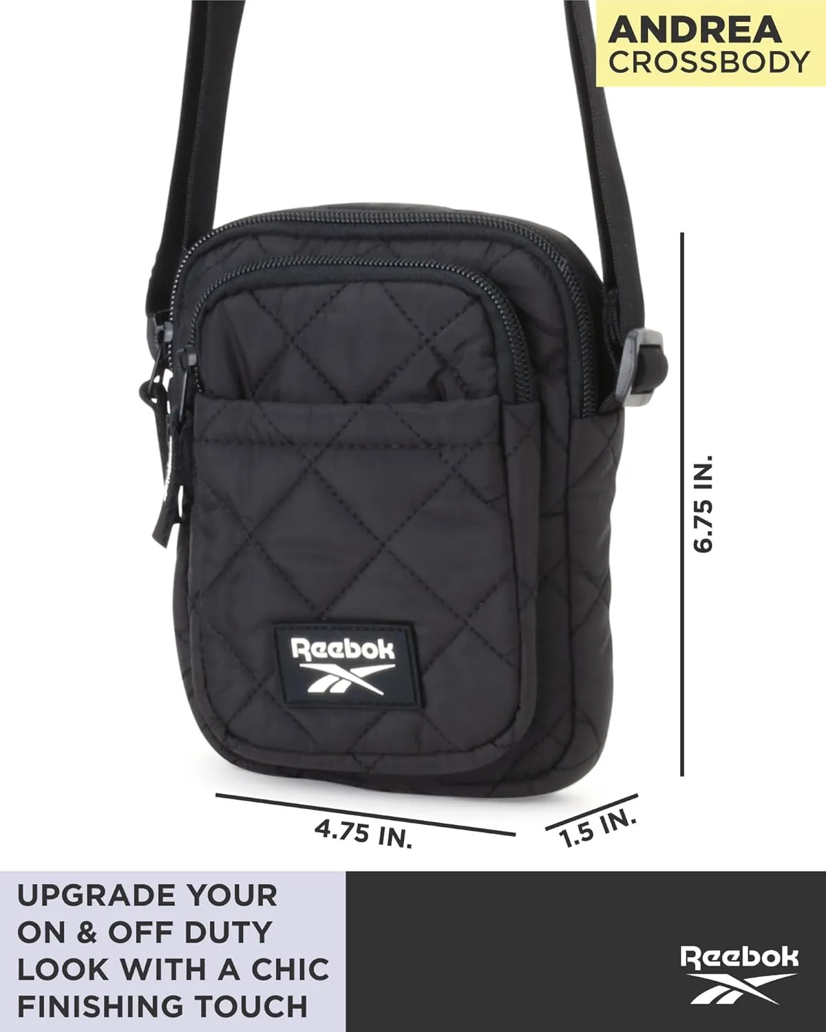 Reebok Womens Crossbody Bags - Lightweight Sling Cell Phone Purse, Quilted Small Crossbody Bags Women