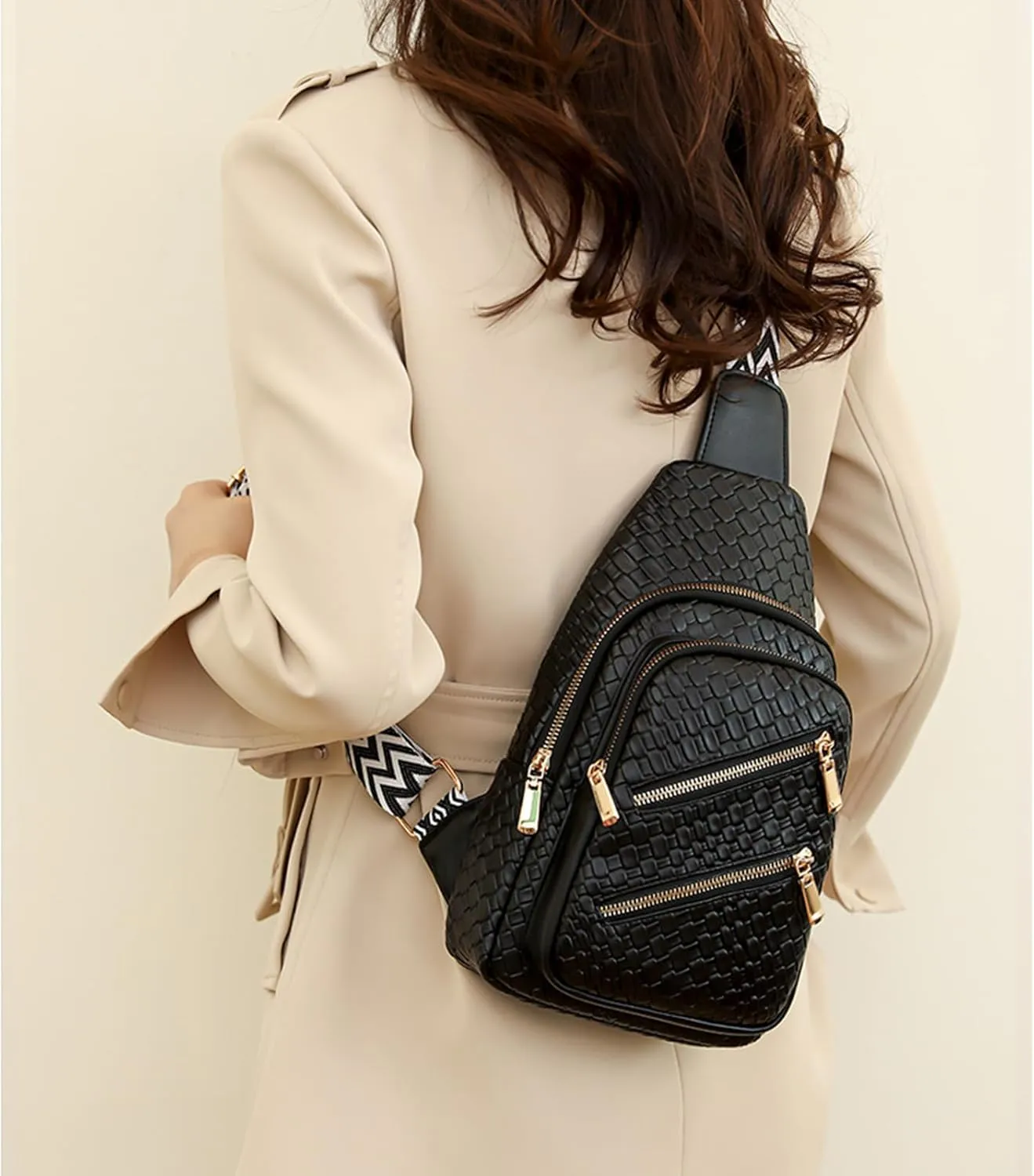 SENDEFN Small Sling Bag Leather Crossbody Bags for Women Fanny Pack Chest Bag for Travel