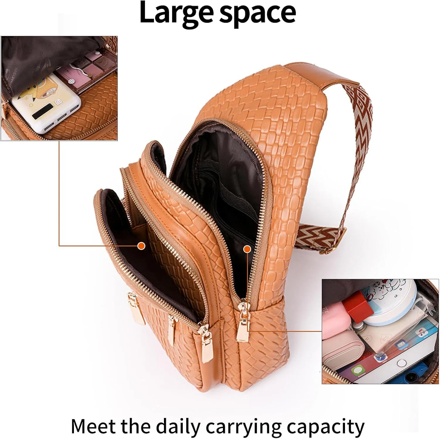 SENDEFN Small Sling Bag Leather Crossbody Bags for Women Fanny Pack Chest Bag for Travel