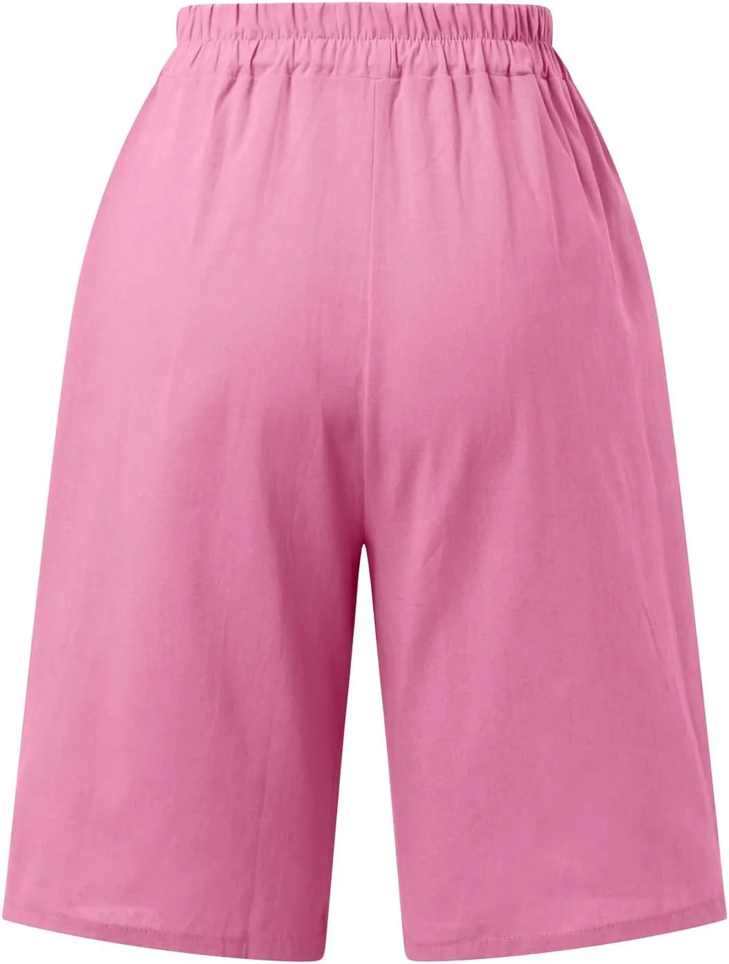 Shorts for Women 2024 Bermuda Shorts Casual Elastic High Waisted Wide Leg Shorts Knee Length Summer Shorts with Pockets