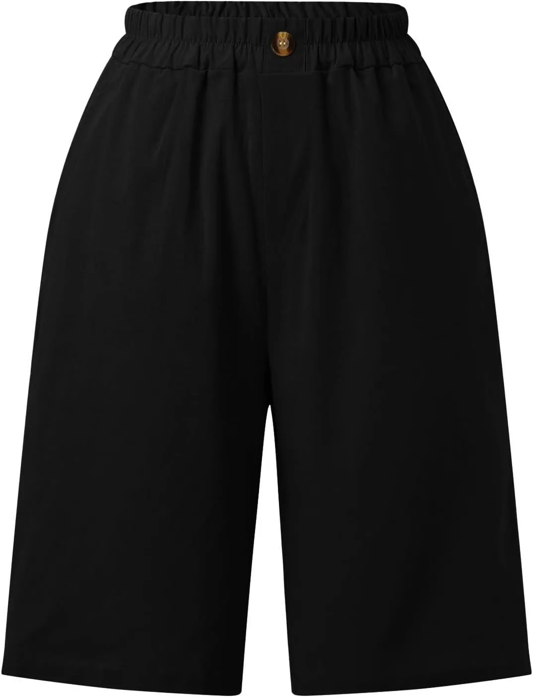 Shorts for Women 2024 Bermuda Shorts Casual Elastic High Waisted Wide Leg Shorts Knee Length Summer Shorts with Pockets