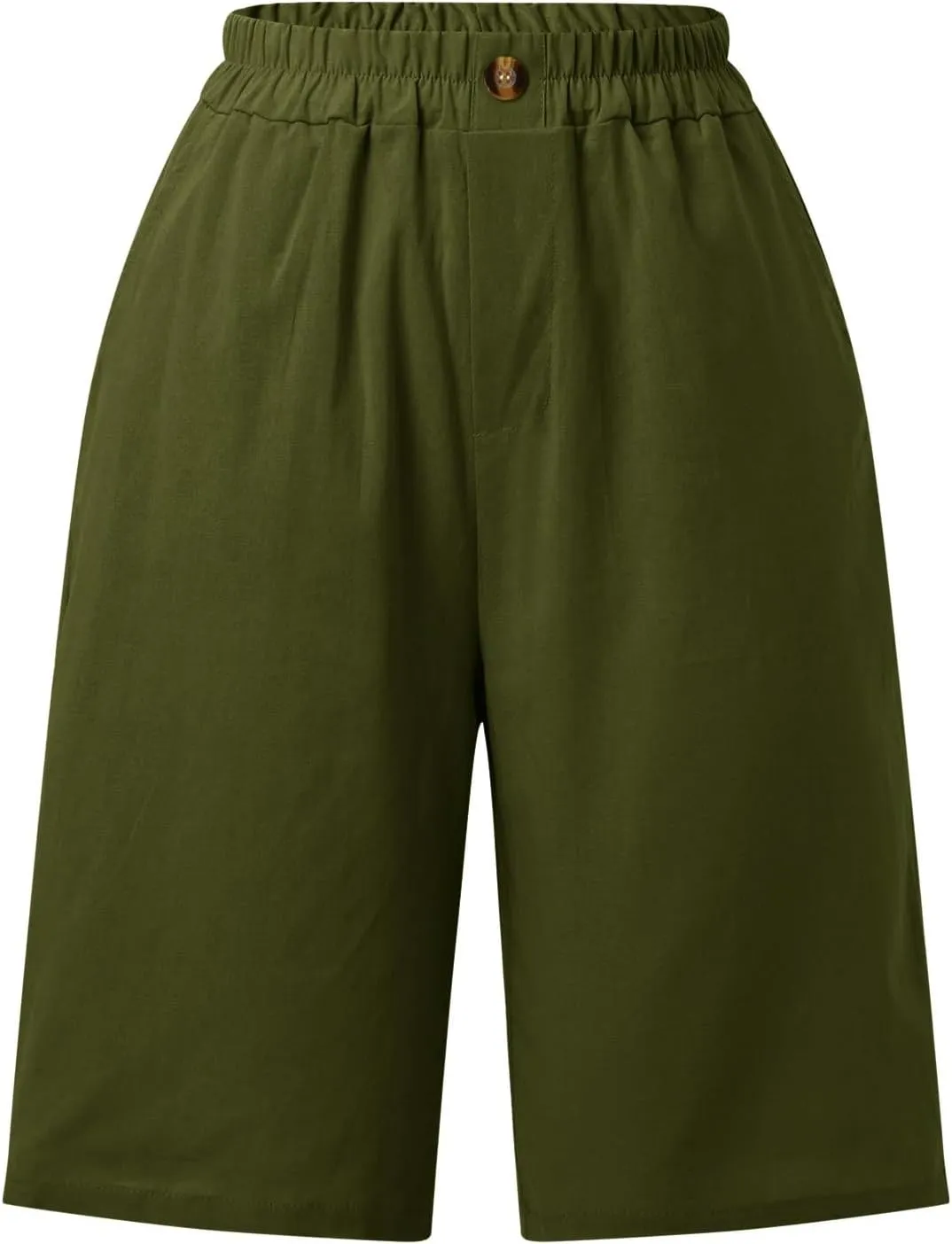 Shorts for Women 2024 Bermuda Shorts Casual Elastic High Waisted Wide Leg Shorts Knee Length Summer Shorts with Pockets