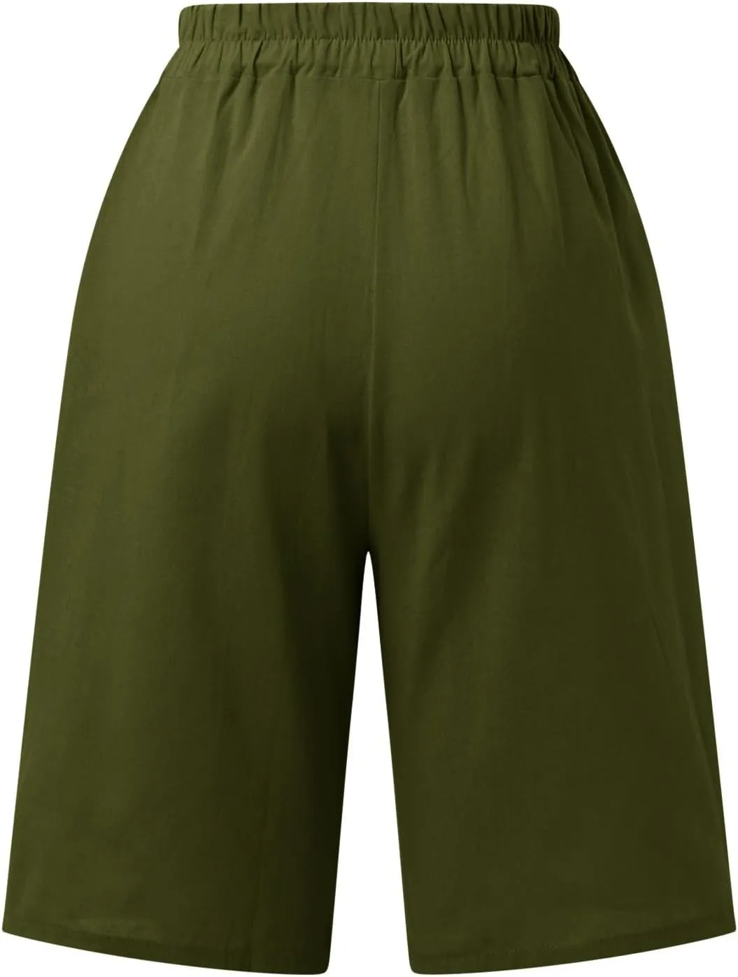 Shorts for Women 2024 Bermuda Shorts Casual Elastic High Waisted Wide Leg Shorts Knee Length Summer Shorts with Pockets