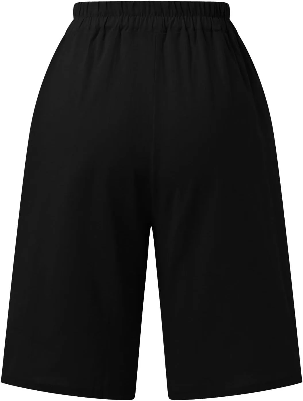 Shorts for Women 2024 Bermuda Shorts Casual Elastic High Waisted Wide Leg Shorts Knee Length Summer Shorts with Pockets