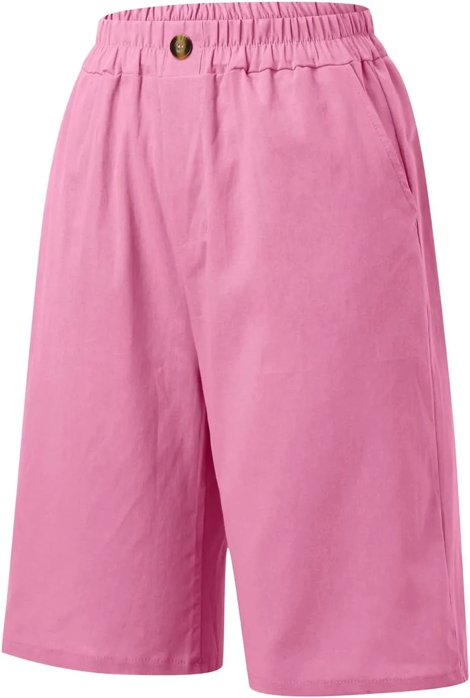 Shorts for Women 2024 Bermuda Shorts Casual Elastic High Waisted Wide Leg Shorts Knee Length Summer Shorts with Pockets