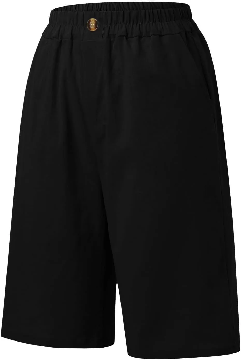 Shorts for Women 2024 Bermuda Shorts Casual Elastic High Waisted Wide Leg Shorts Knee Length Summer Shorts with Pockets