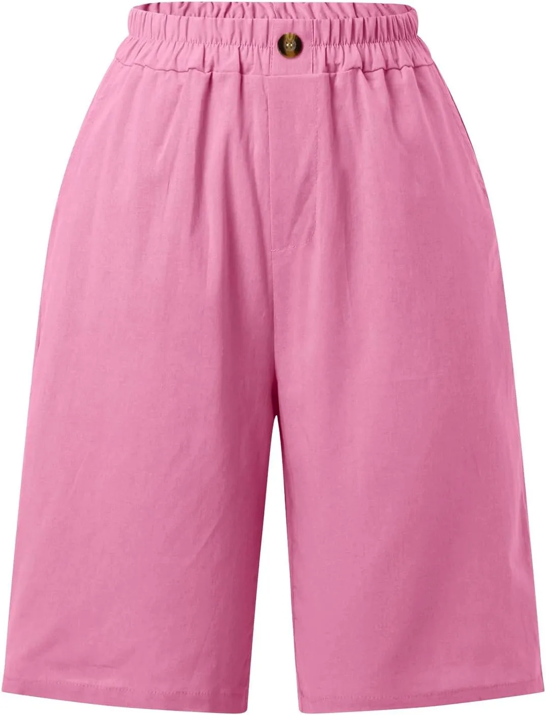Shorts for Women 2024 Bermuda Shorts Casual Elastic High Waisted Wide Leg Shorts Knee Length Summer Shorts with Pockets