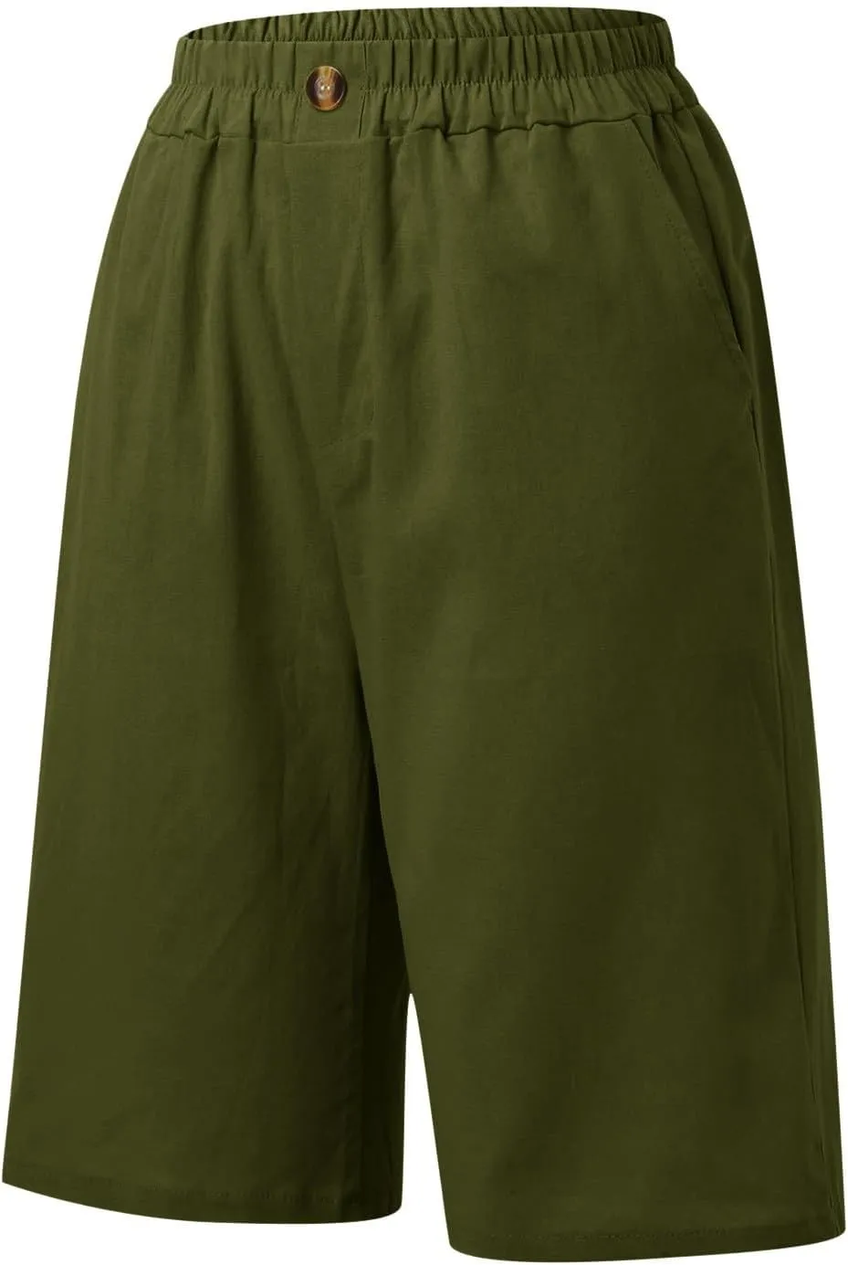 Shorts for Women 2024 Bermuda Shorts Casual Elastic High Waisted Wide Leg Shorts Knee Length Summer Shorts with Pockets