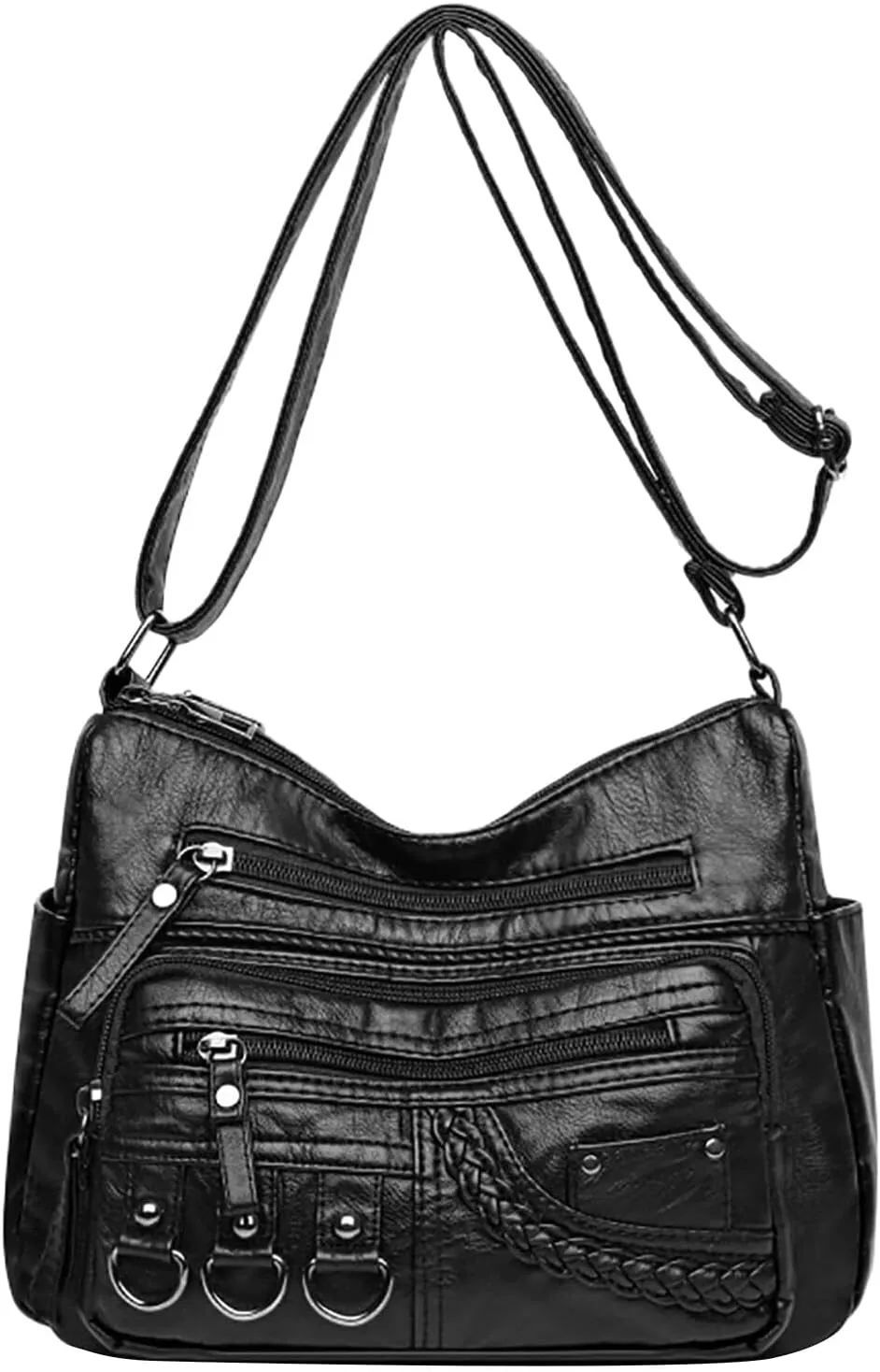 Shoulder Bags for Women Women's Crescent Shoulder Bags with Adjustable Strap Carry on Bag for Airplanes Women(Black)