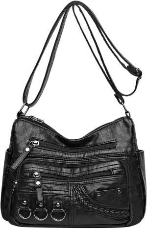 Shoulder Bags for Women Women's Crescent Shoulder Bags with Adjustable Strap Carry on Bag for Airplanes Women(Black)