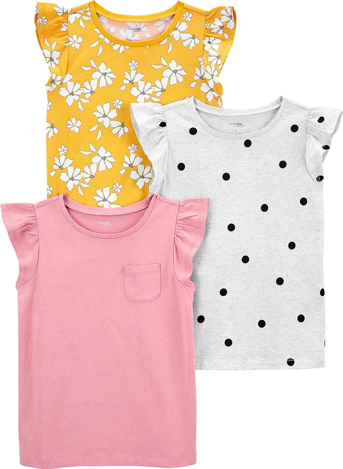 Simple Joys by Carter's Girls' Short-Sleeve Shirts and Tops, Pack of 3