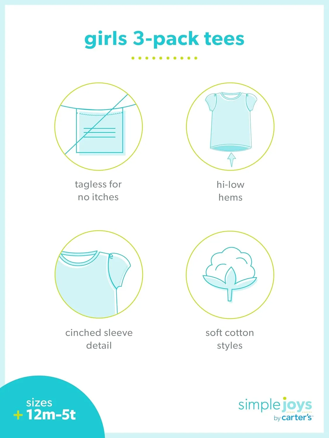 Simple Joys by Carter's Girls' Short-Sleeve Shirts and Tops, Pack of 3