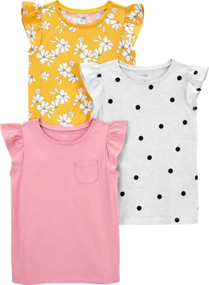 Simple Joys by Carter's Girls' Short-Sleeve Shirts and Tops, Pack of 3