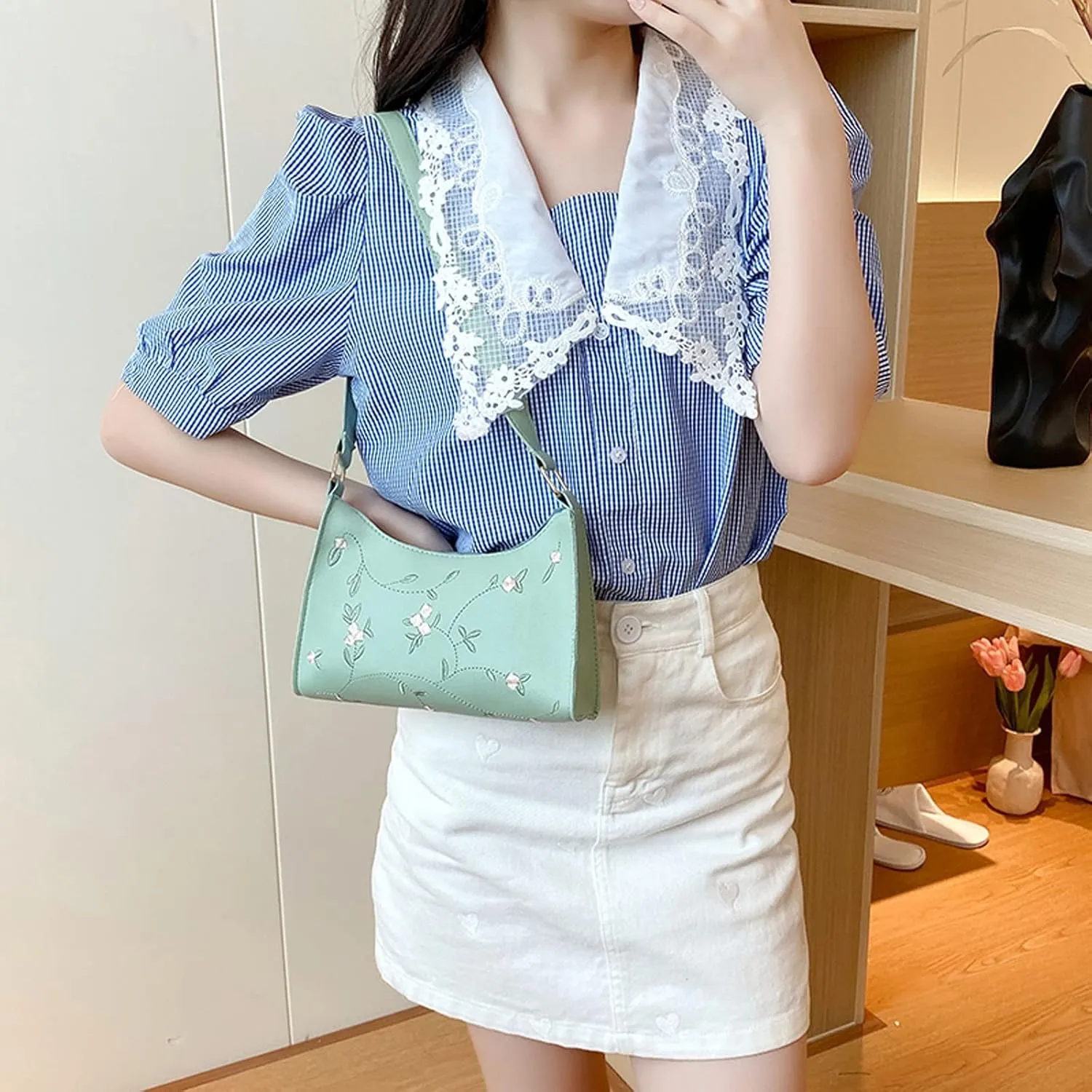 Sling Bags for Women Anti Theft Travel Women's Shoulder Bags Tote Satchel Hobo Cute Purse for Women Trendy(Green)