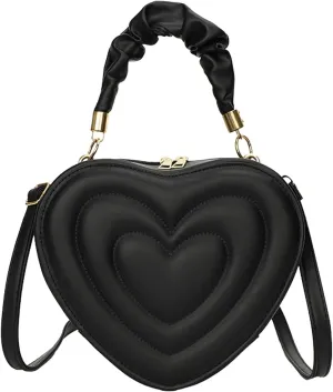 Small Heart Shaped Purse for Women PU Leather Zipper Tote Bag Purse Satchel Cute Crossbody Messenger Handbags