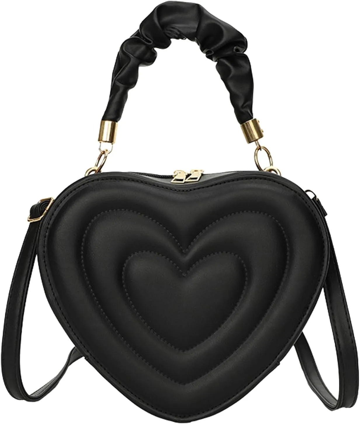 Small Heart Shaped Purse for Women PU Leather Zipper Tote Bag Purse Satchel Cute Crossbody Messenger Handbags