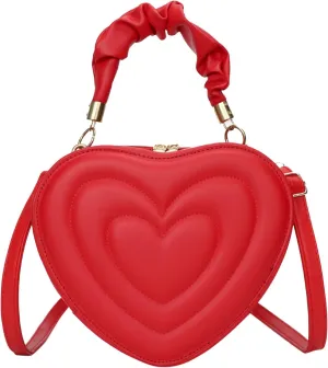 Small Heart Shaped Purse for Women PU Leather Zipper Tote Bag Purse Satchel Cute Crossbody Messenger Handbags