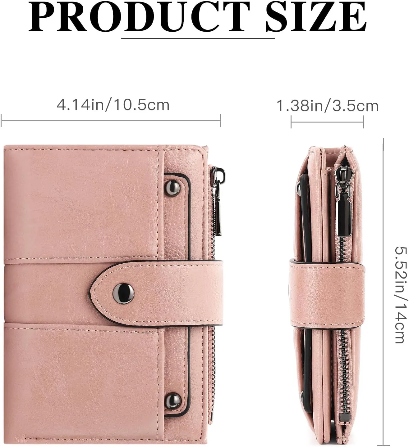 Small Womens Wallet Compact Leather RFID Blocking Zipper Coin Pocket Card Holder Bifold Ladies Purse with ID Window
