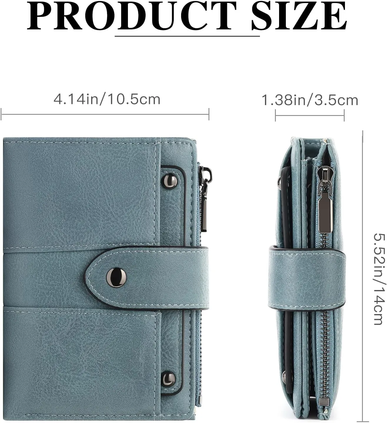 Small Womens Wallet Compact Leather RFID Blocking Zipper Coin Pocket Card Holder Bifold Ladies Purse with ID Window