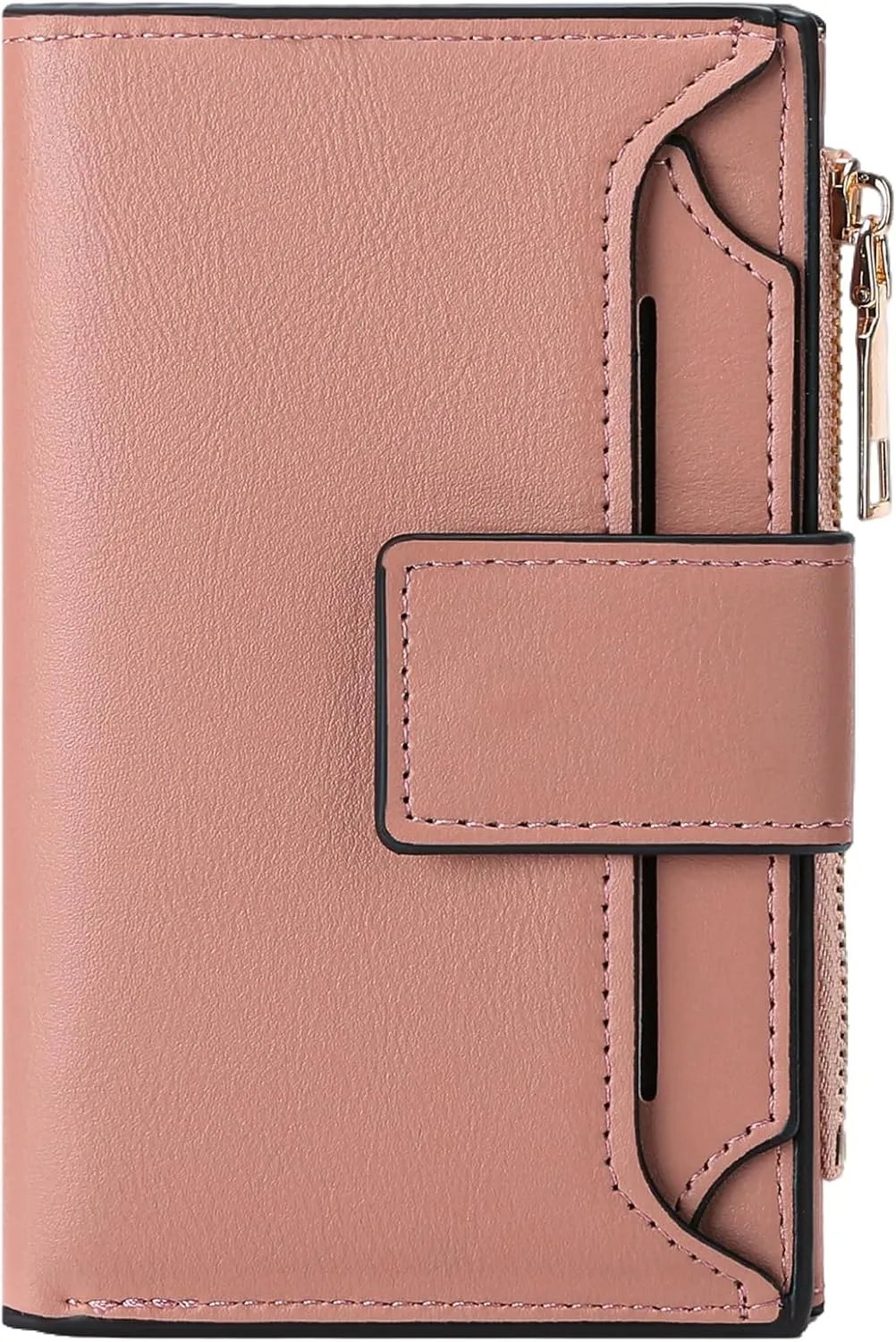Small Womens Wallet Leather RFID Blocking Compact Zipper Coin Pocket Card Holder Bifold Ladies Purse with Withdrawable ID Window