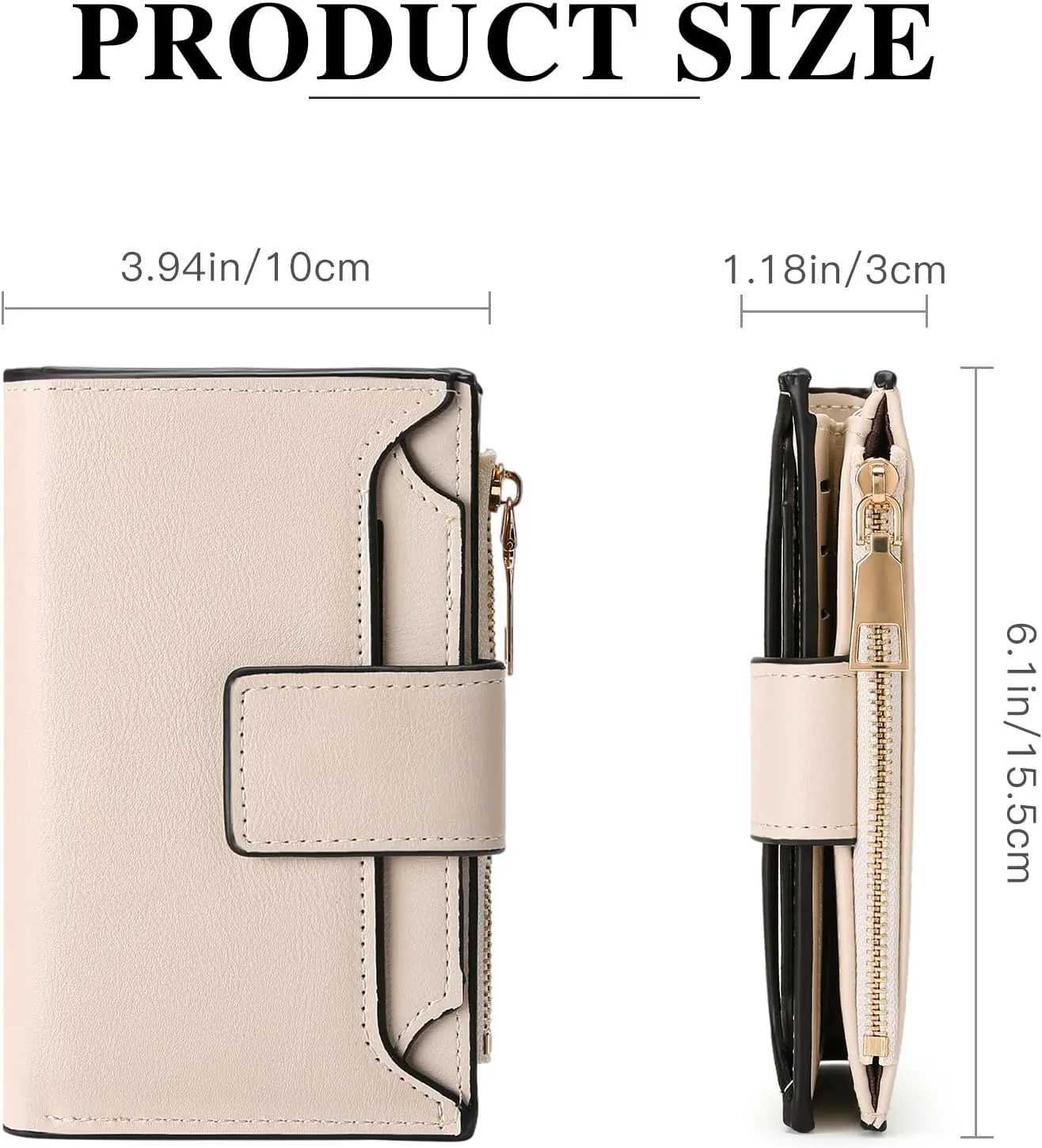 Small Womens Wallet Leather RFID Blocking Compact Zipper Coin Pocket Card Holder Bifold Ladies Purse with Withdrawable ID Window