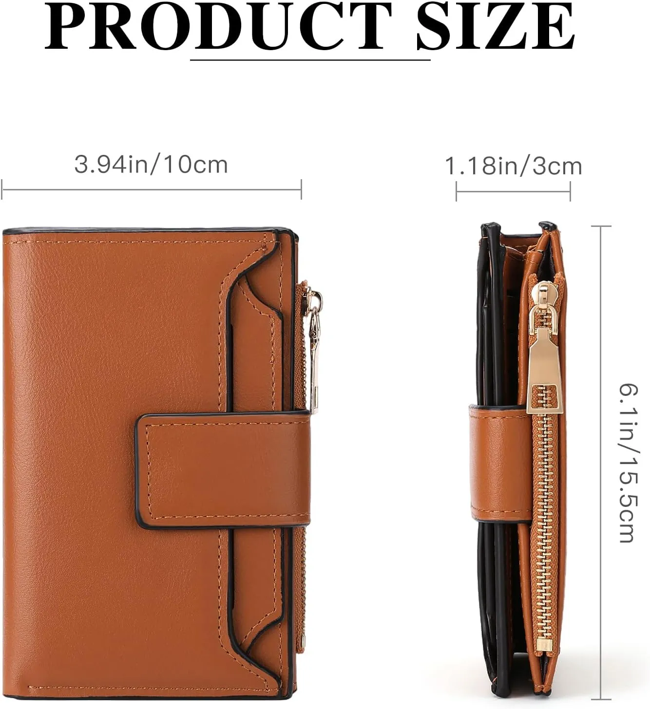 Small Womens Wallet Leather RFID Blocking Compact Zipper Coin Pocket Card Holder Bifold Ladies Purse with Withdrawable ID Window