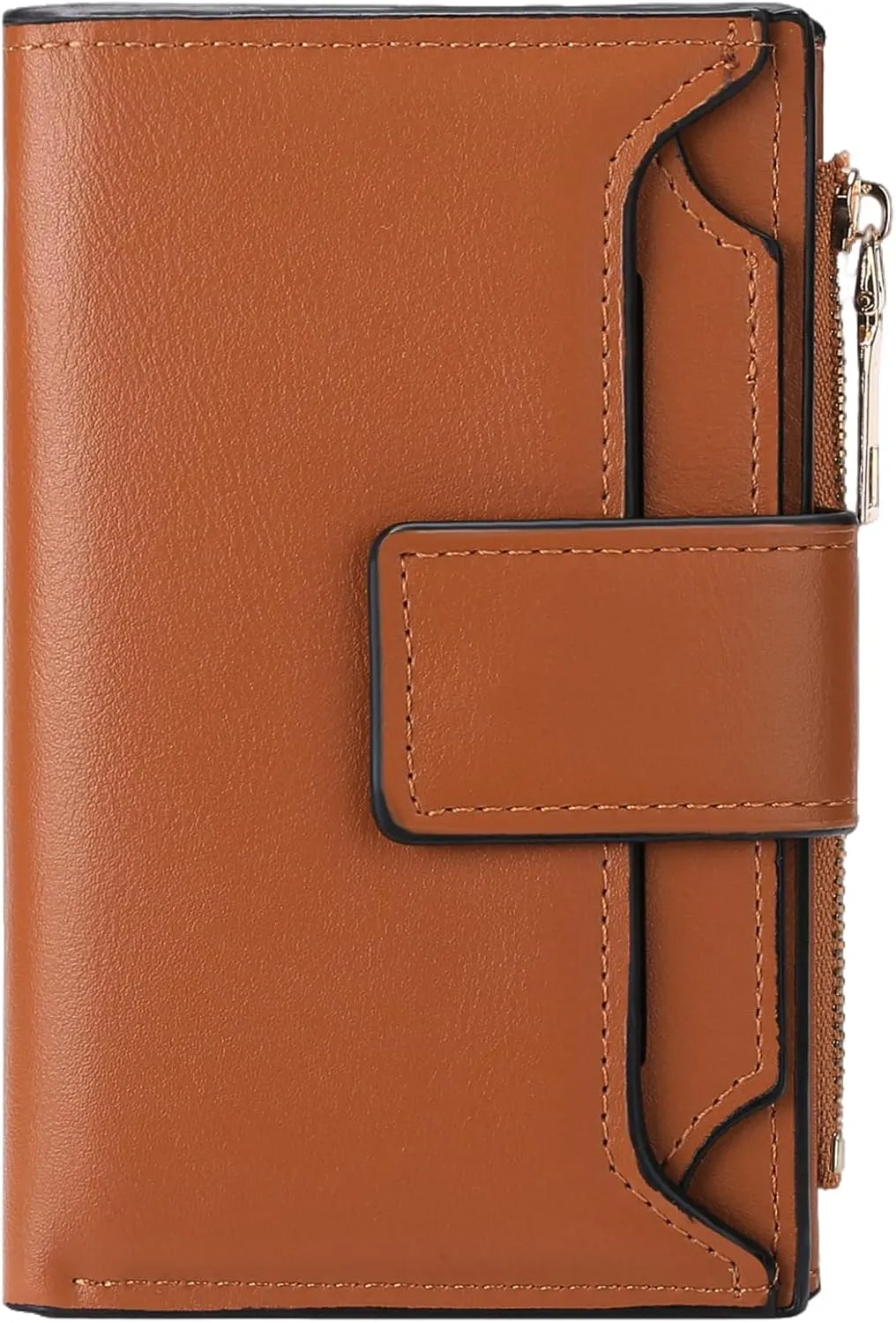 Small Womens Wallet Leather RFID Blocking Compact Zipper Coin Pocket Card Holder Bifold Ladies Purse with Withdrawable ID Window
