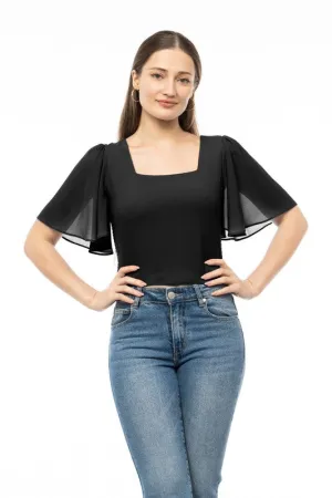 Smocked Side Square Neck Top