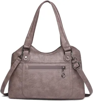 Soft Leather Tote Bag for Women Multi Pocket Top Handle Satchel Handbag Designer Shoulder Bag Work Crossbody Purse