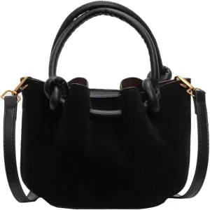 Suede Bucket Bag Women Crossbody Bags Shoulder Purse Satchels Ruched Hobo Handbag Suede Bucket Purses Work Travel Fall