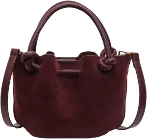 Suede Bucket Bag Women Crossbody Bags Shoulder Purse Satchels Ruched Hobo Handbag Suede Bucket Purses Work Travel Fall