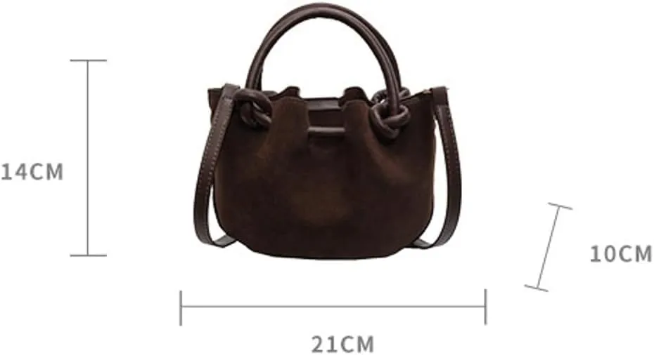 Suede Bucket Bag Women Crossbody Bags Shoulder Purse Satchels Ruched Hobo Handbag Suede Bucket Purses Work Travel Fall