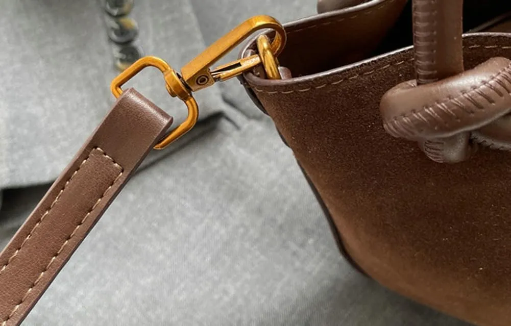 Suede Bucket Bag Women Crossbody Bags Shoulder Purse Satchels Ruched Hobo Handbag Suede Bucket Purses Work Travel Fall