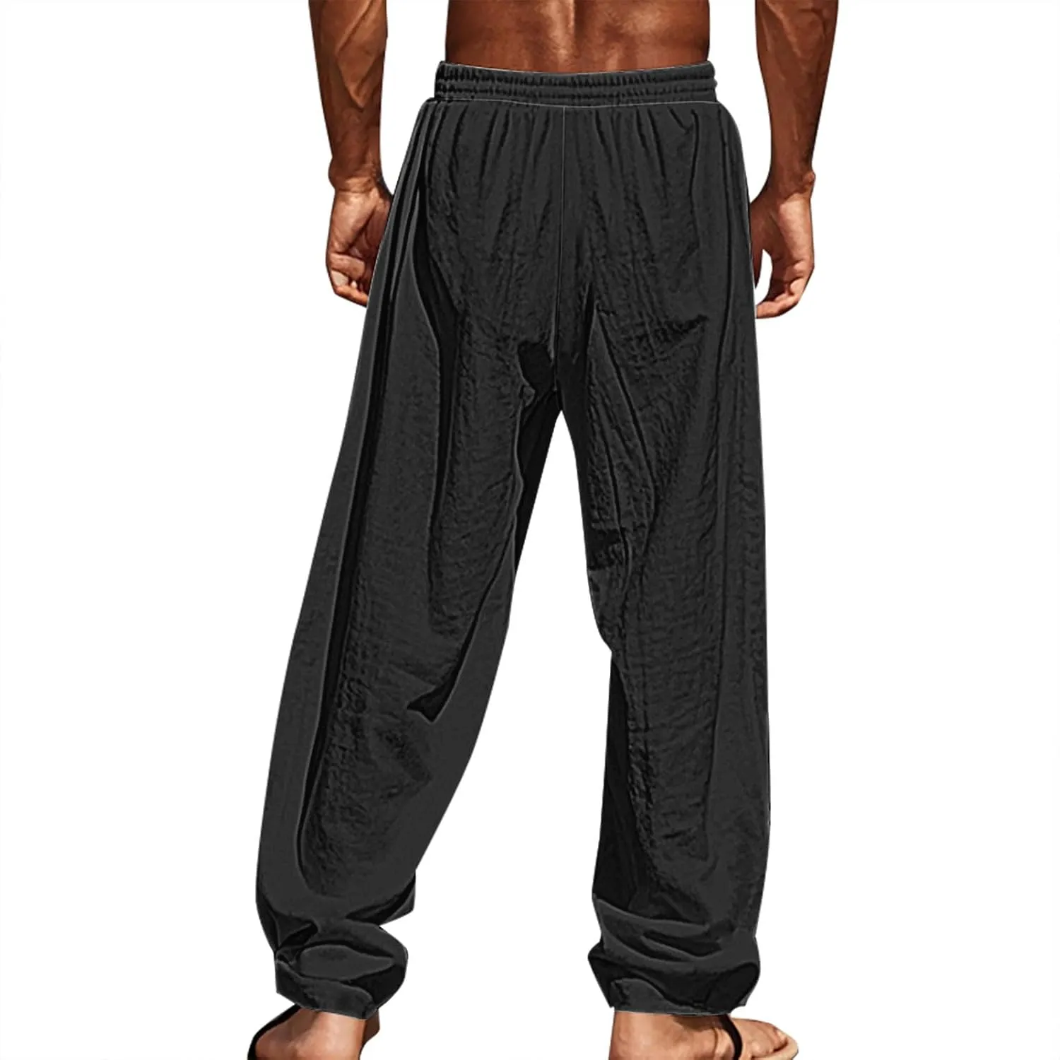 Summer Pants for Men Lightweight Relaxed Fit Trousers with Pockets Casual Wide Leg Vacation Beach Boho Pants