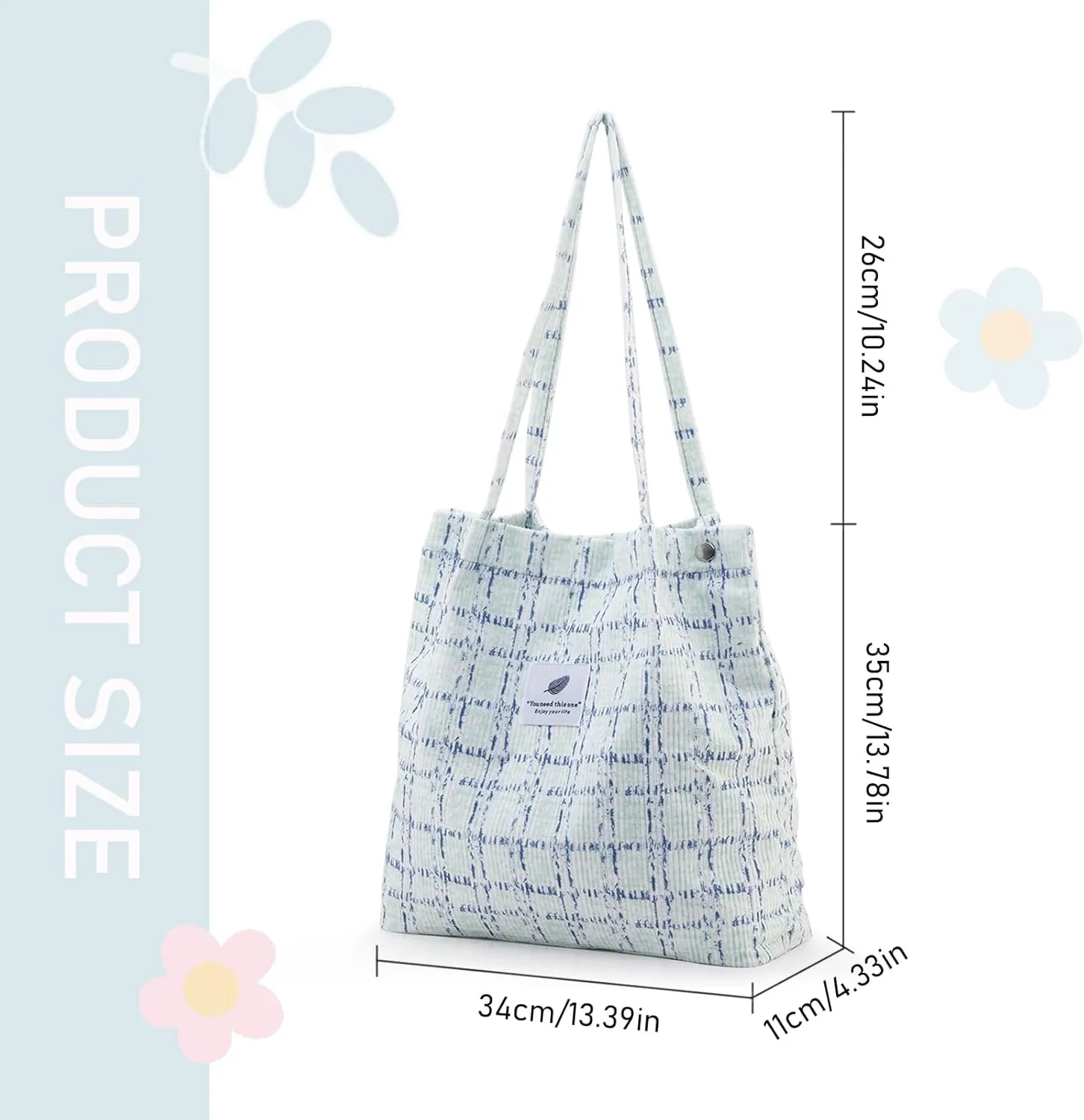TELLUMO Fashion Corduroy Tote Bag Cow Print Bag Purses for Women Teen Girls with Inner Pocket