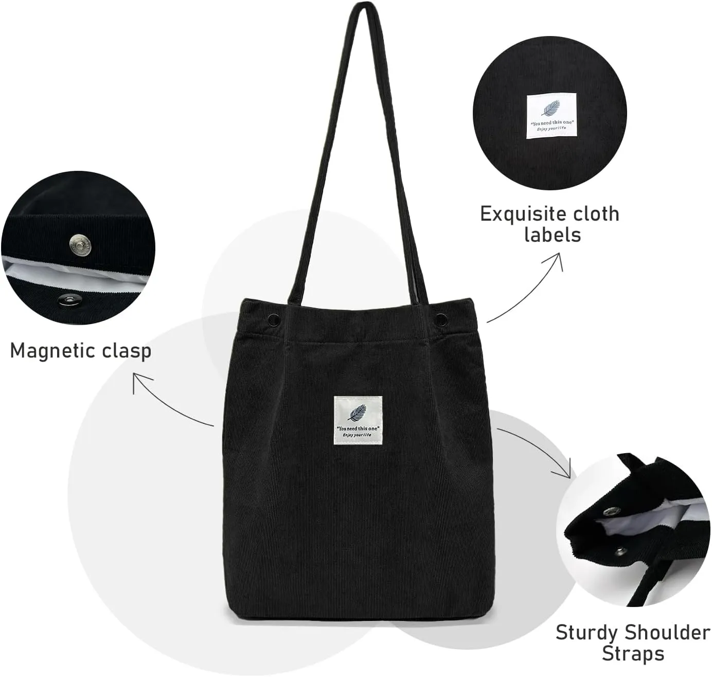 TELLUMO Fashion Corduroy Tote Bag Cow Print Bag Purses for Women Teen Girls with Inner Pocket