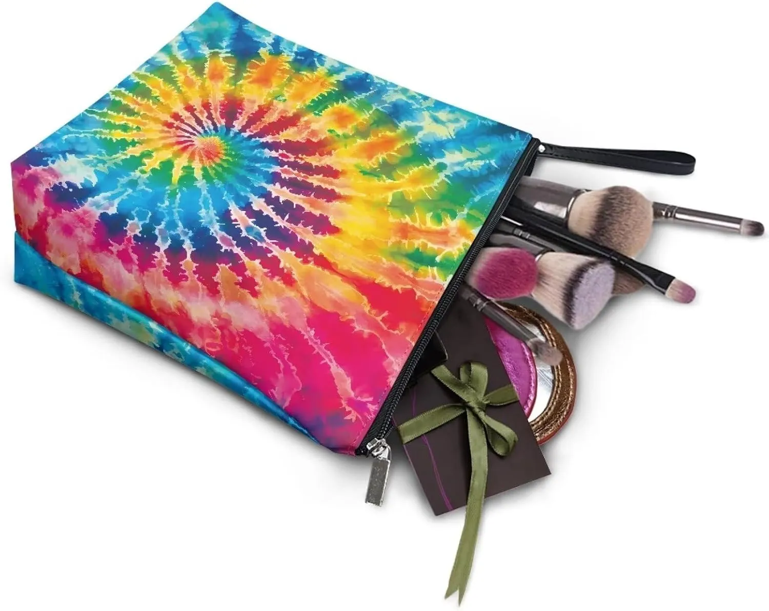 Tie Dye Cosmetic Bag for Women, Portable PU Leather Makeup Bag Satchel Bag, Waterproof Handbag Toiletry Bag Satchel Bag with Handle