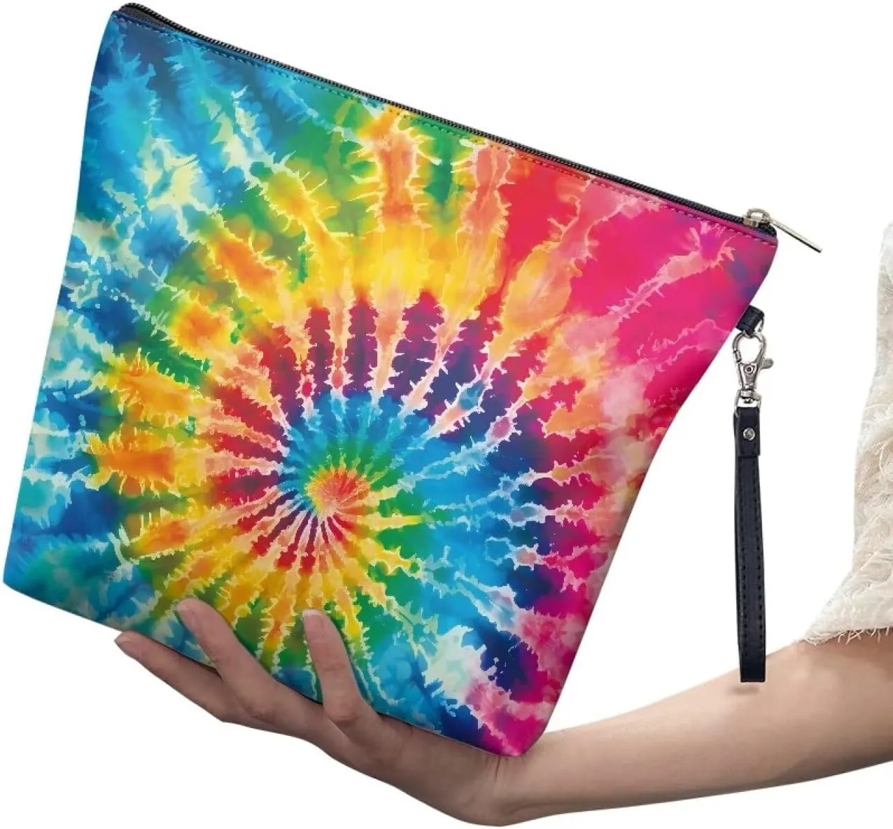 Tie Dye Cosmetic Bag for Women, Portable PU Leather Makeup Bag Satchel Bag, Waterproof Handbag Toiletry Bag Satchel Bag with Handle